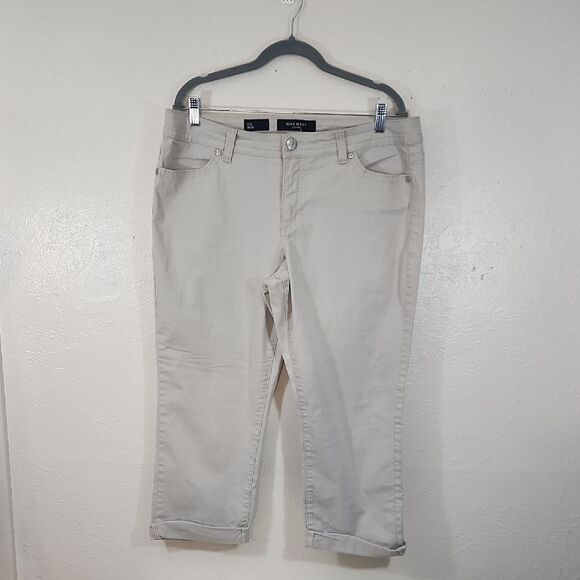 Nine West Y2K Style Creme Colored With Embellished Pockets Capri Jeans Size 16 - Picture 1 of 6